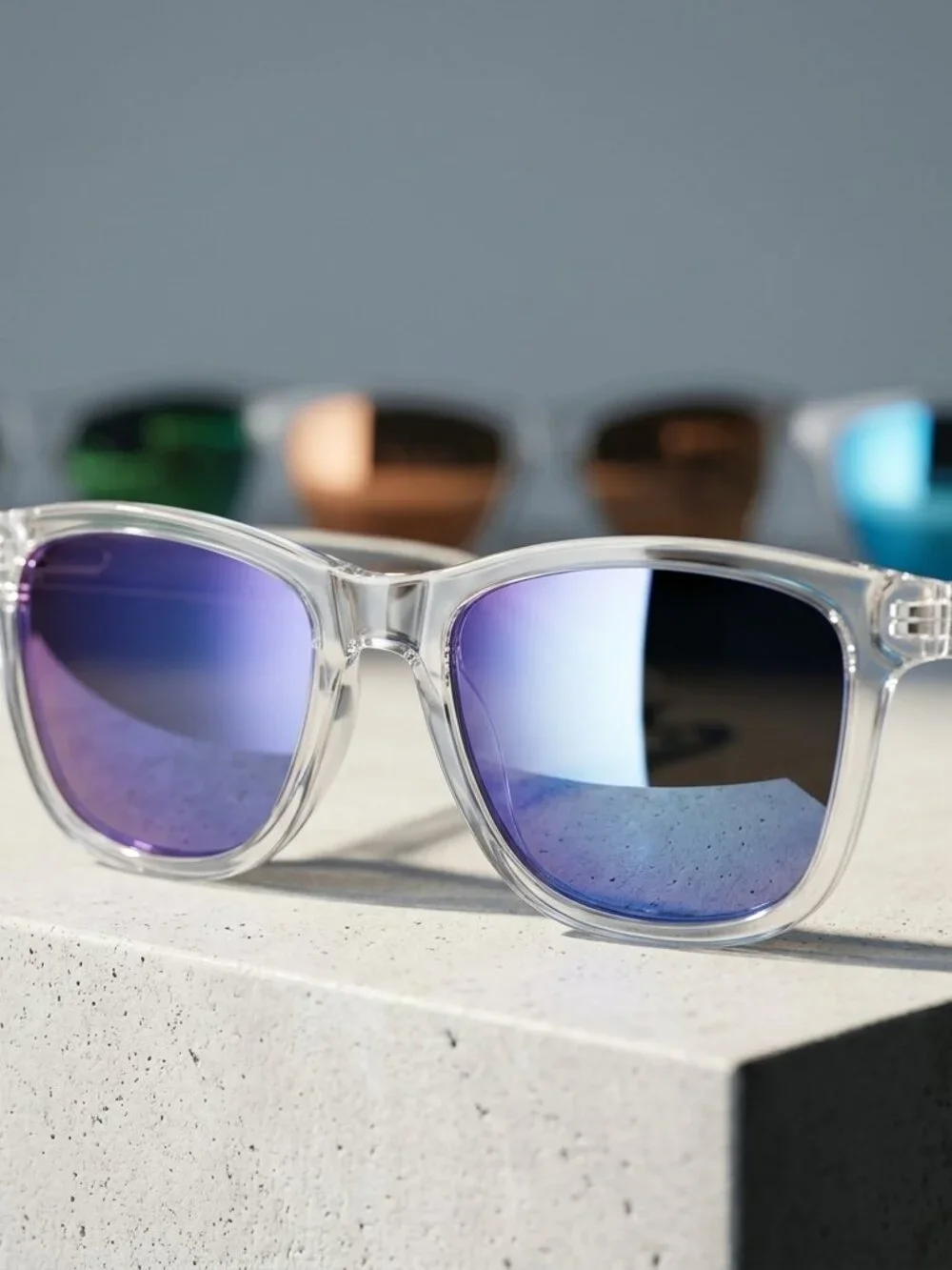 4 Pairs Clear frame, Mirrored lenses, Compact fit, Fashion, Sunglasses UV 400
